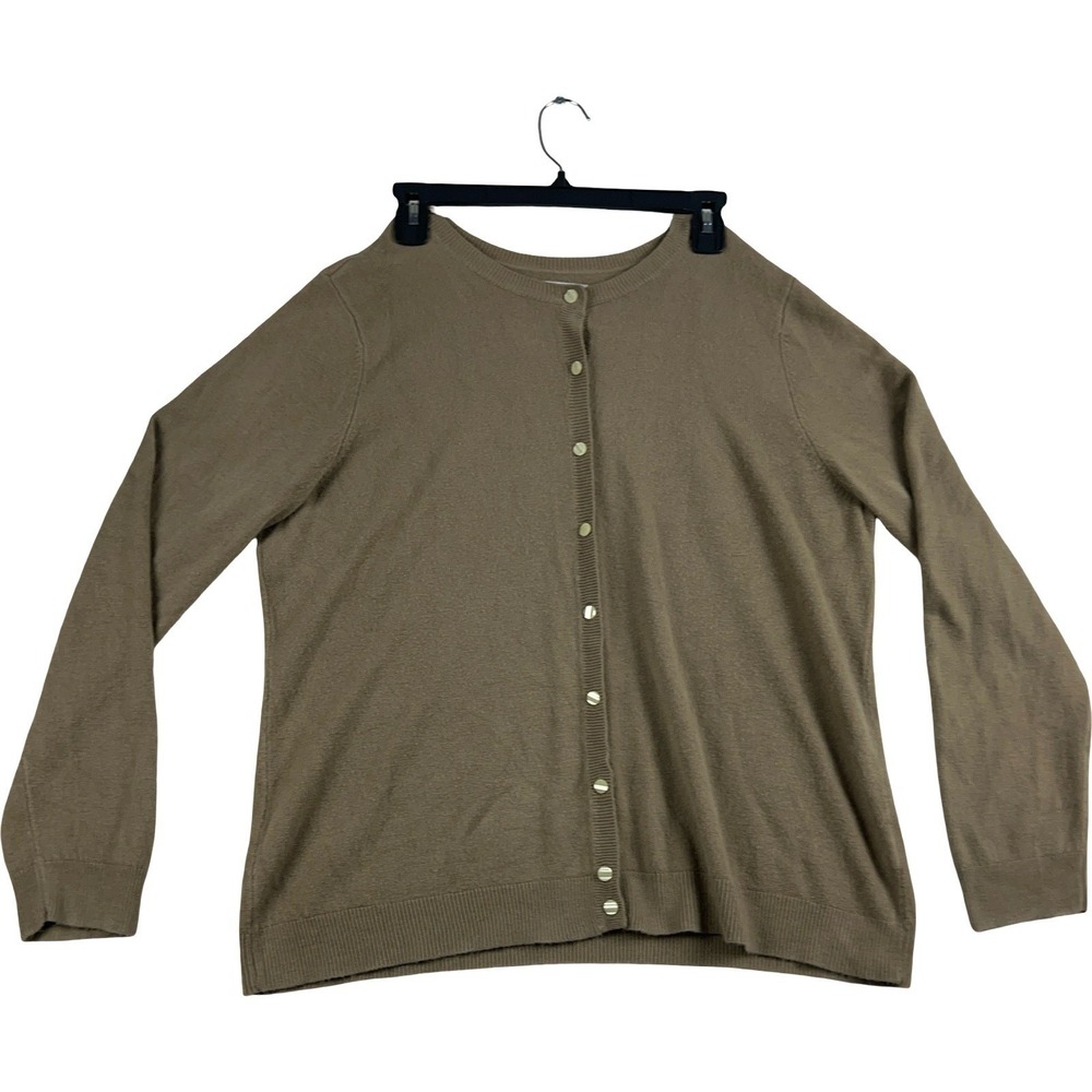 Croft & Barrow Cardigan Sweater Womens XXL Brown Button Front Long Sleeve Knit